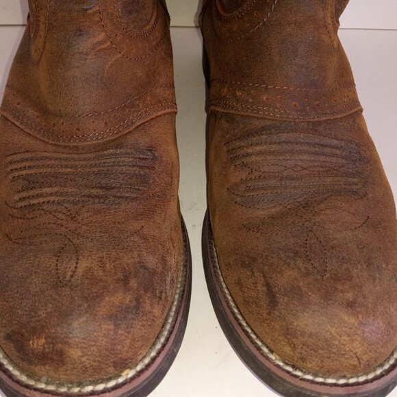 JUSTIN Men's 10.5EE "Buster Stampede" Round Toe Western Boots Brown Leather - Picture 6 of 15